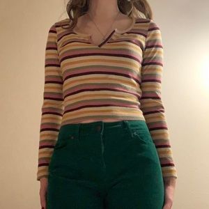 ASOS multicolored striped notch top